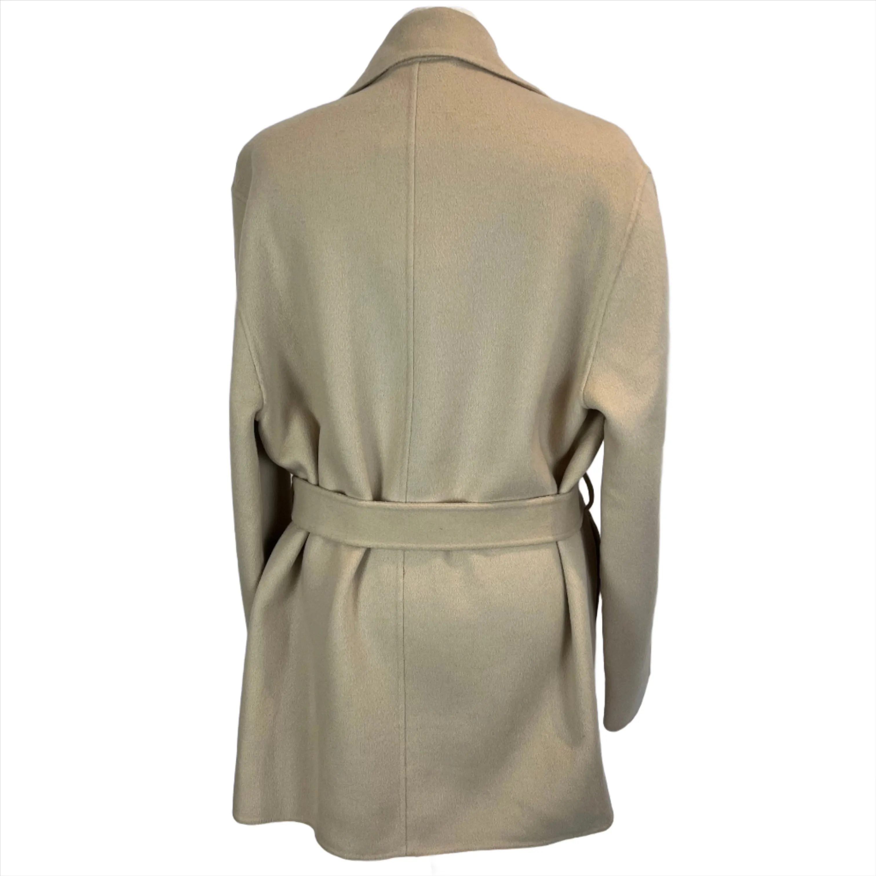 Joseph £855 Cream Double Faced Cashmere Cenda Belted Coat M