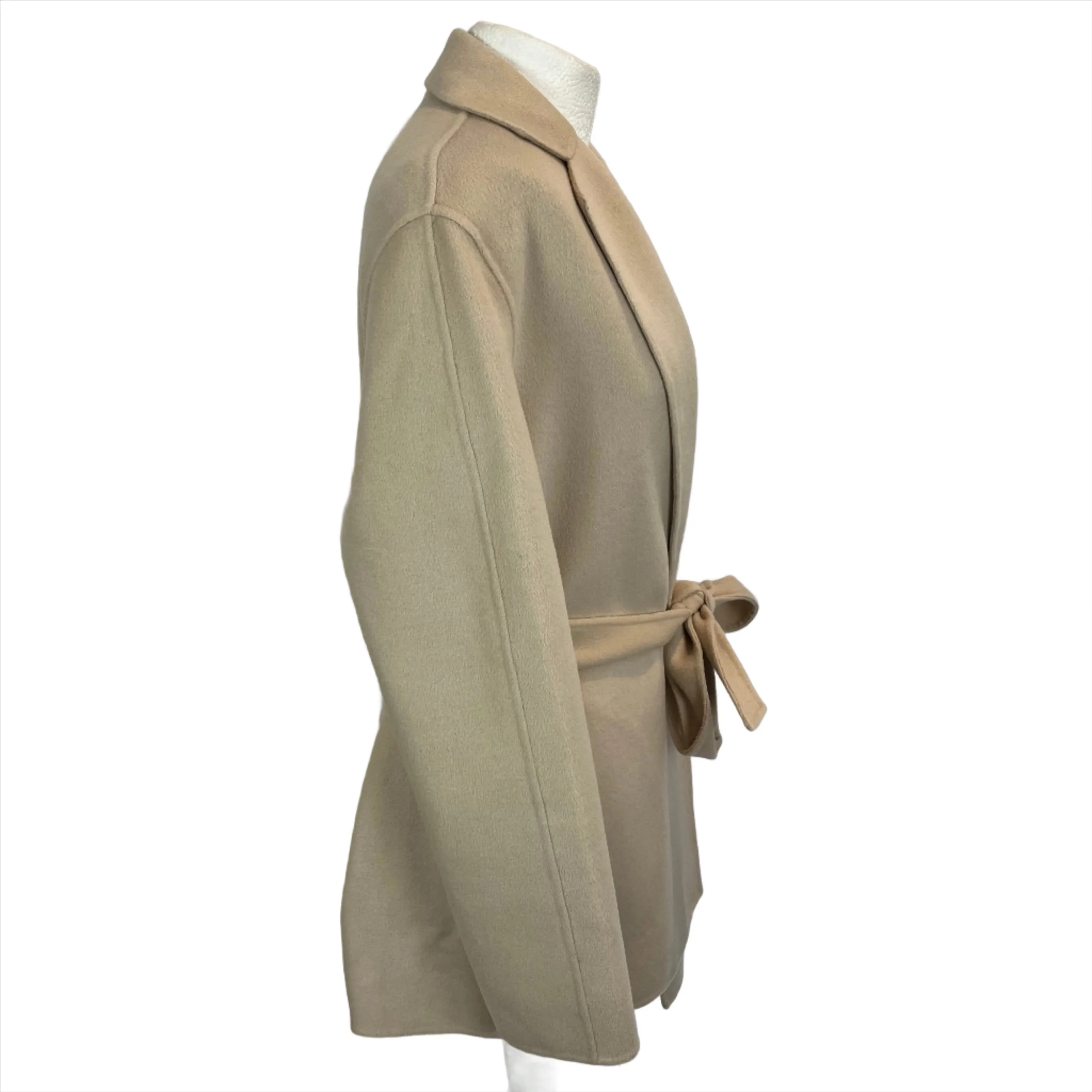 Joseph £855 Cream Double Faced Cashmere Cenda Belted Coat M