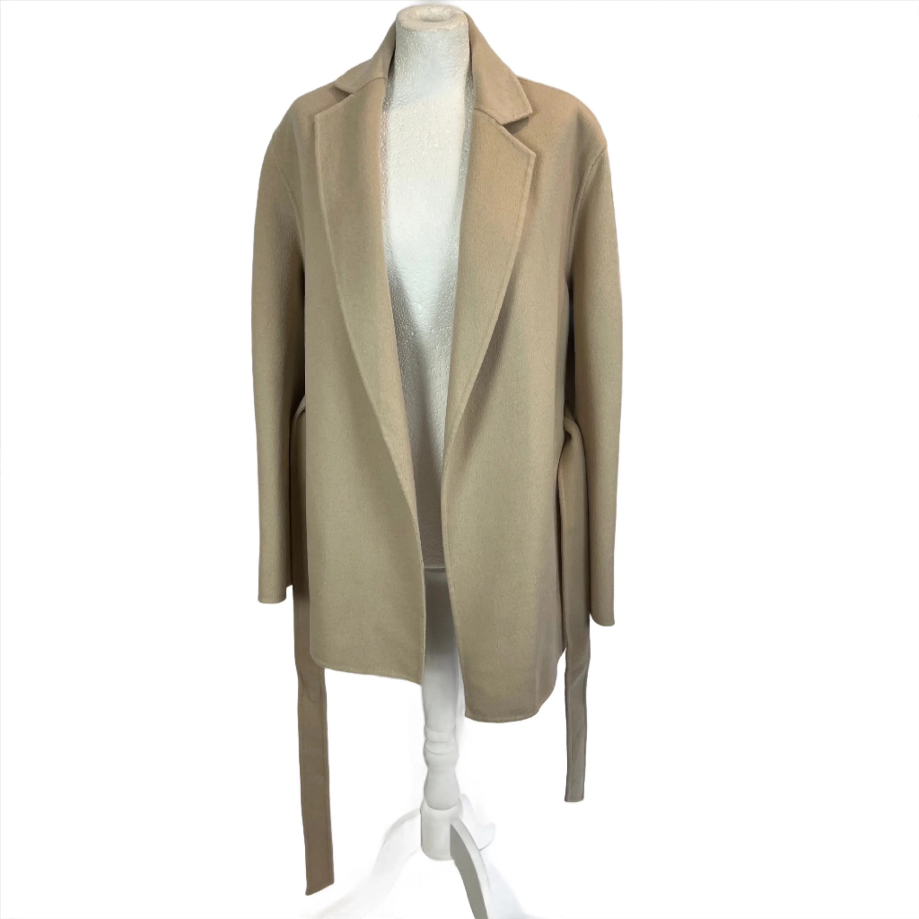 Joseph £855 Cream Double Faced Cashmere Cenda Belted Coat M