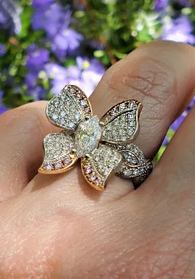 Katharine James 18KRG & Platinum Semi-Mount Diamond Butterfly Ring