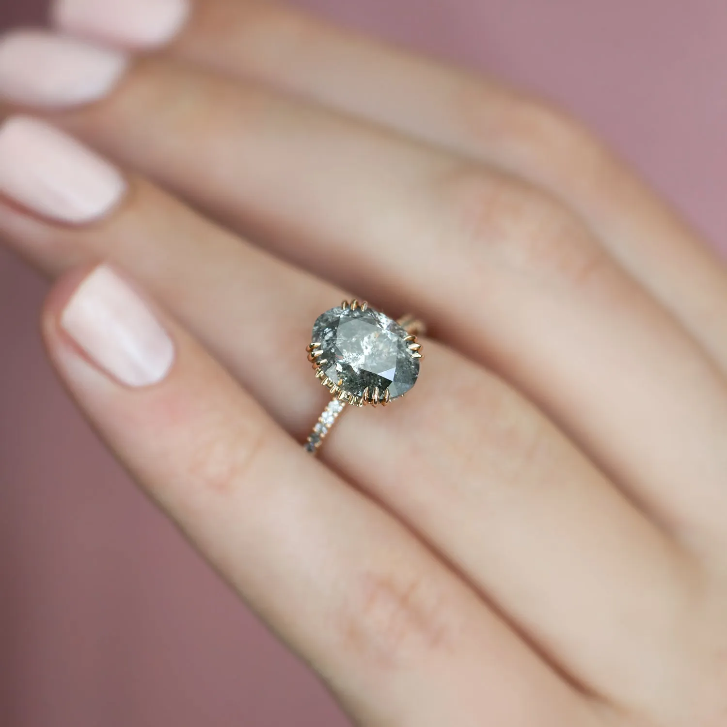 Kayla Oval Salt And Pepper Diamond Ring