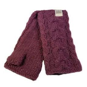 Kusan - Cable Knit Handwarmers - Berry Red