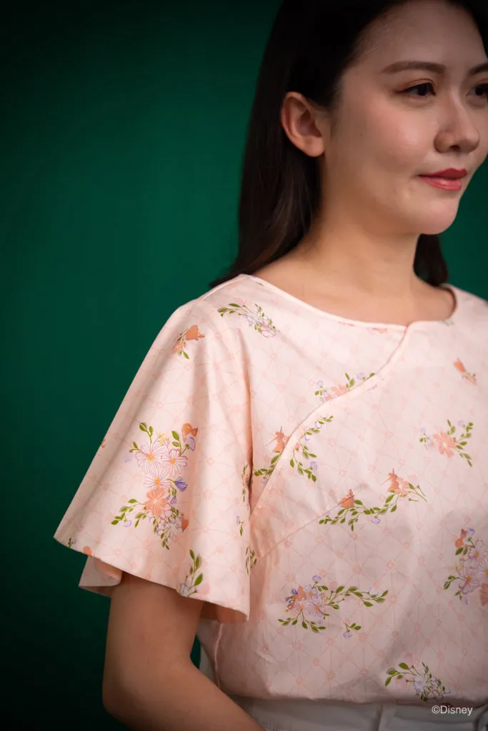 Ladies Cheongsam Top - Pink Princess Daisies