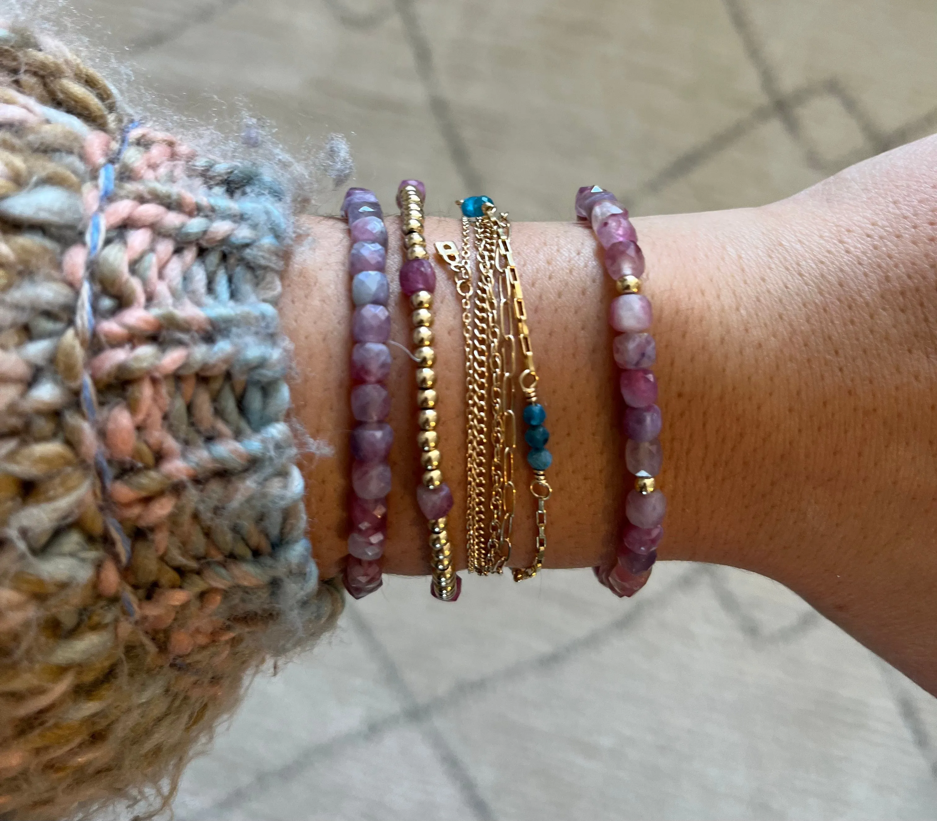 Lani Collection- Acai with gold Stretch Bracelet