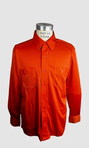 MARTINI 70s Deadstock Orange  Polyester Disco Shirt Large