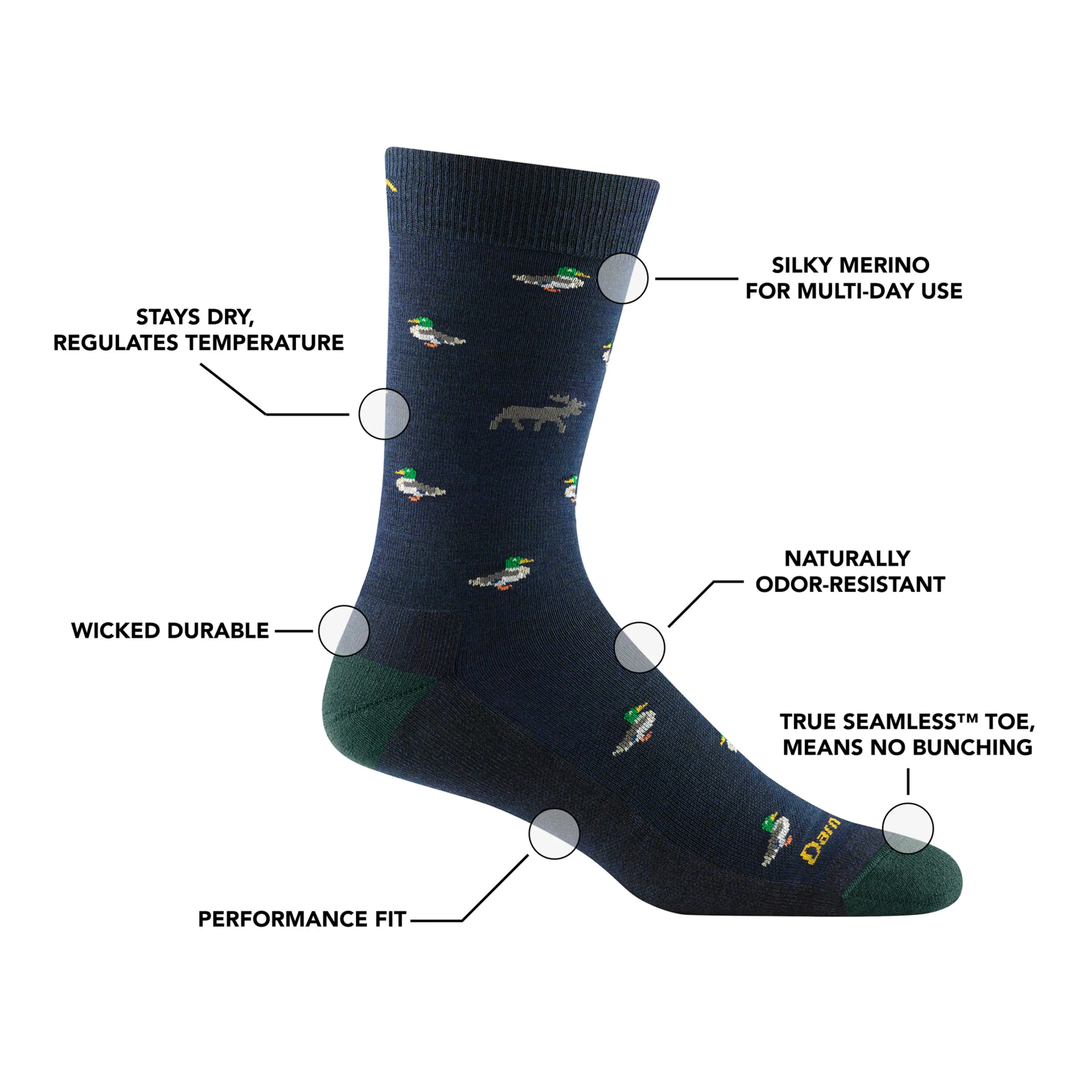 Men's Duck Duck Moose Crew  Lightweight Lifestyle Sock