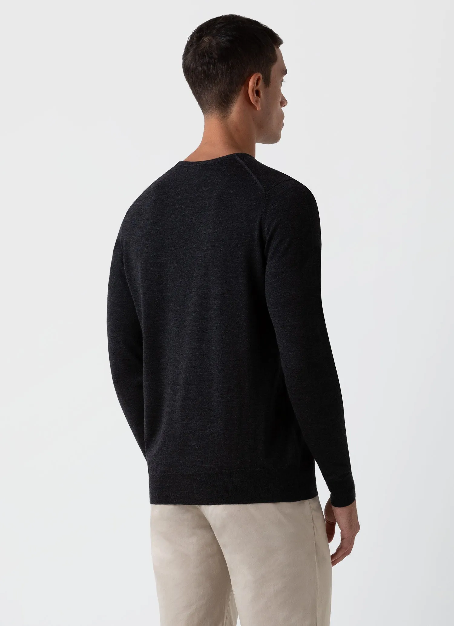 Men's Extra-Fine Merino Crew Neck in Charcoal Melange