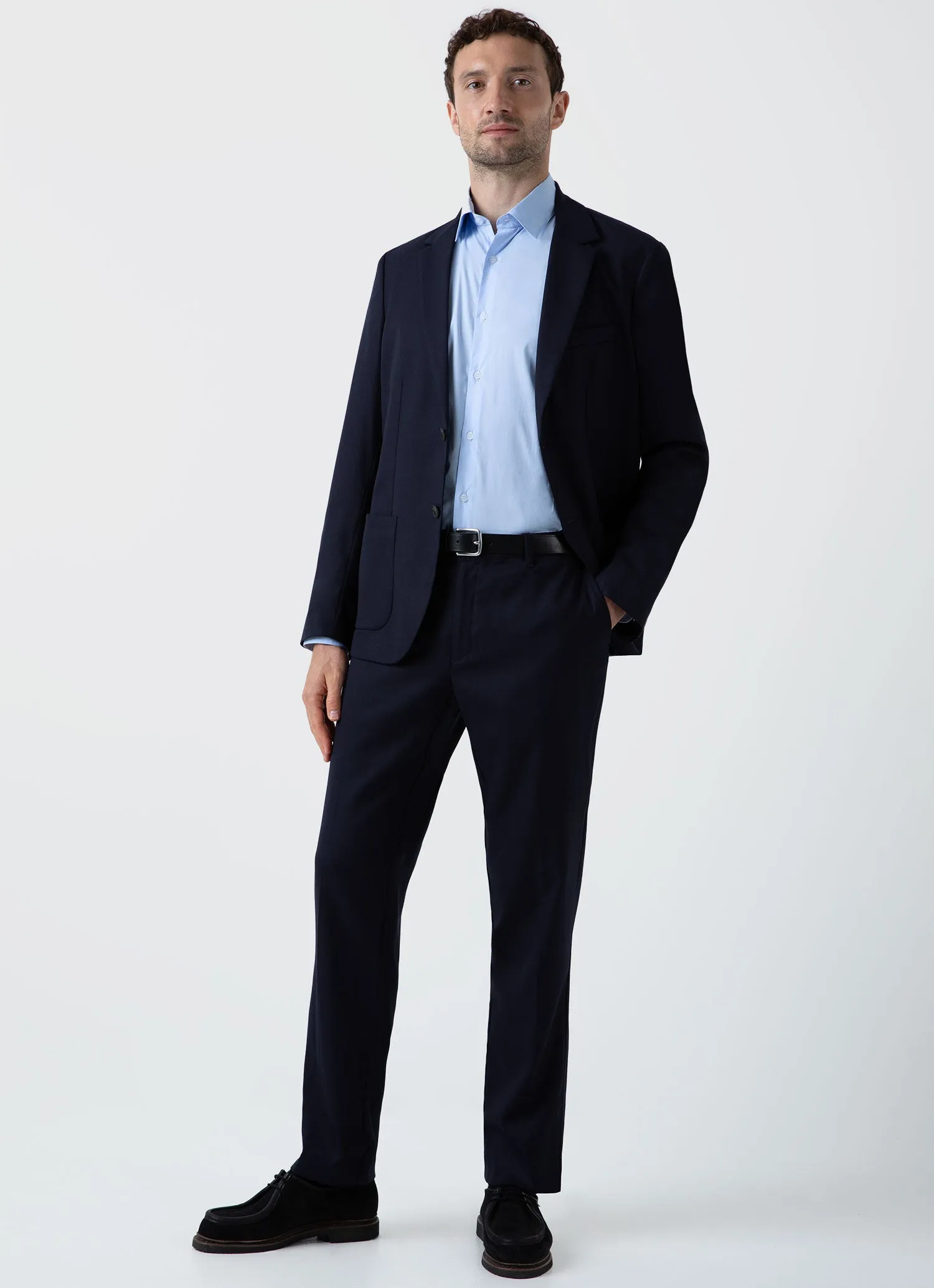 Men's Travel Wool Blazer in Navy