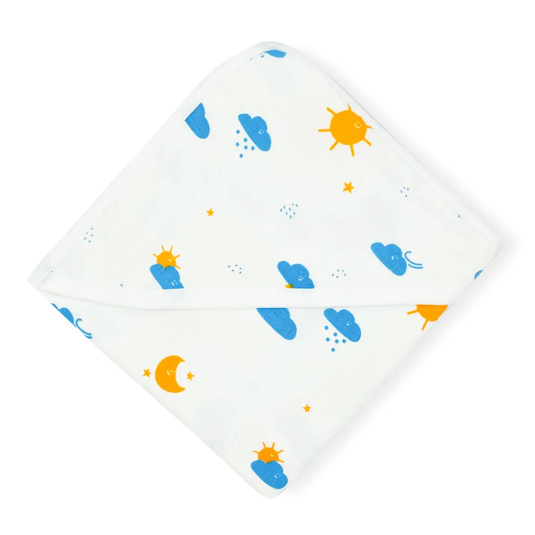 Muslin Hooded Towel -100% Organic Cotton- Sun & Cloud