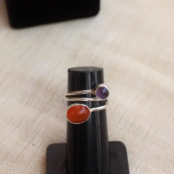 Natural Multi Gemstone 925 Sterling Silver Ring, Handmade Jewelry, Gift for Her