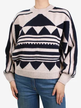 Neutral geometric pattern jumper - size UK 8