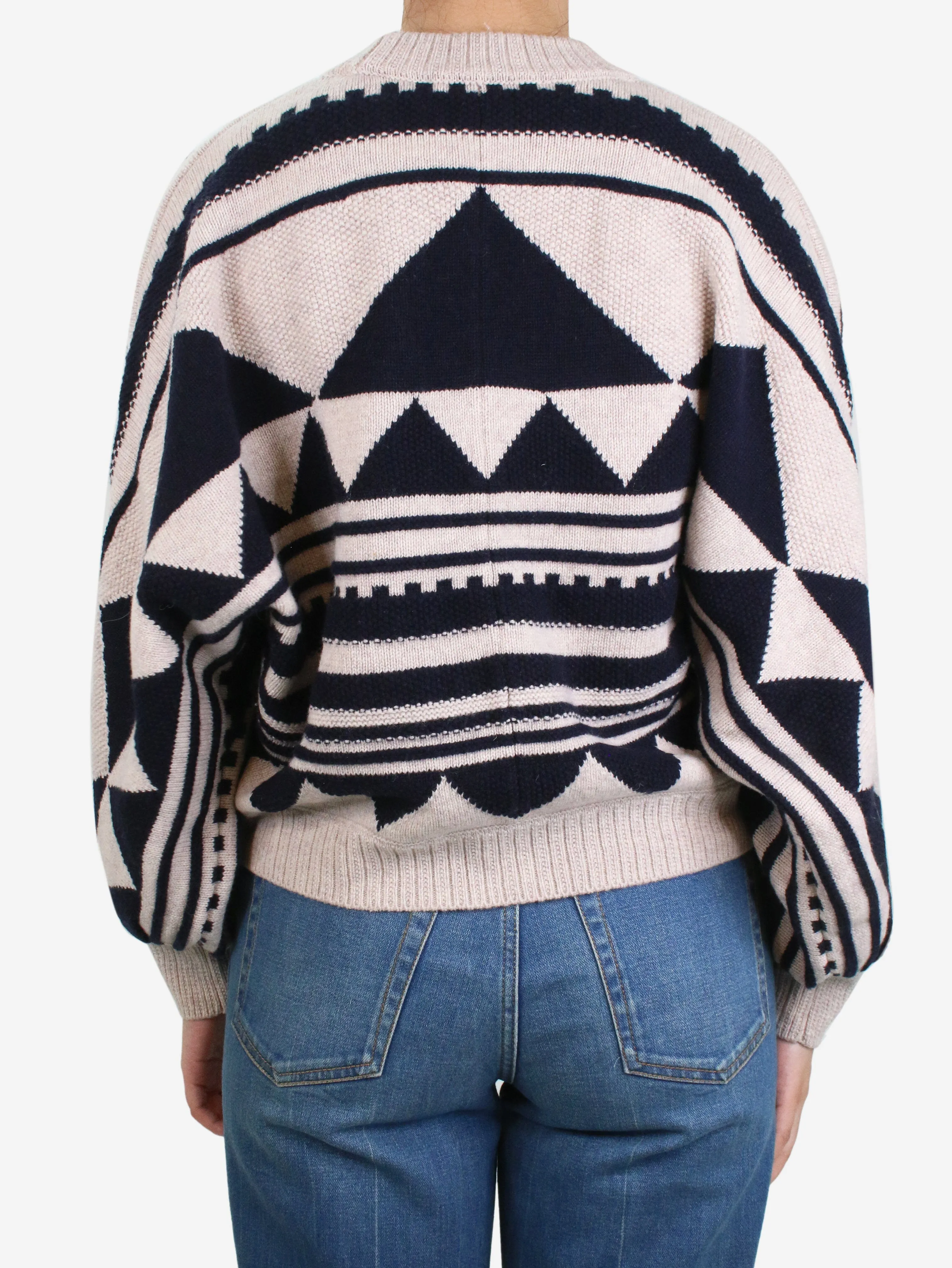 Neutral geometric pattern jumper - size UK 8