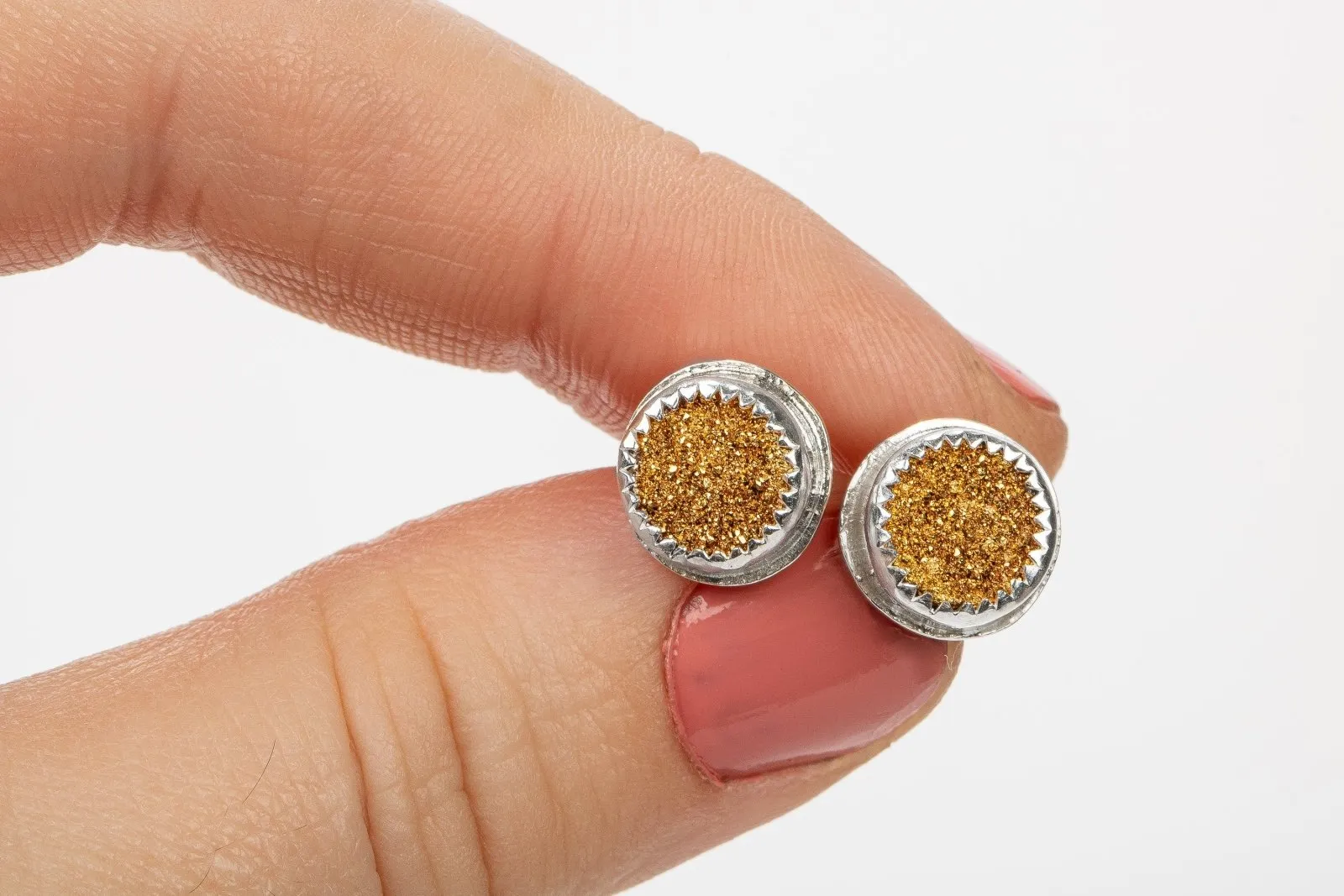 No. 1 Gold Druzy Quartz Earrings