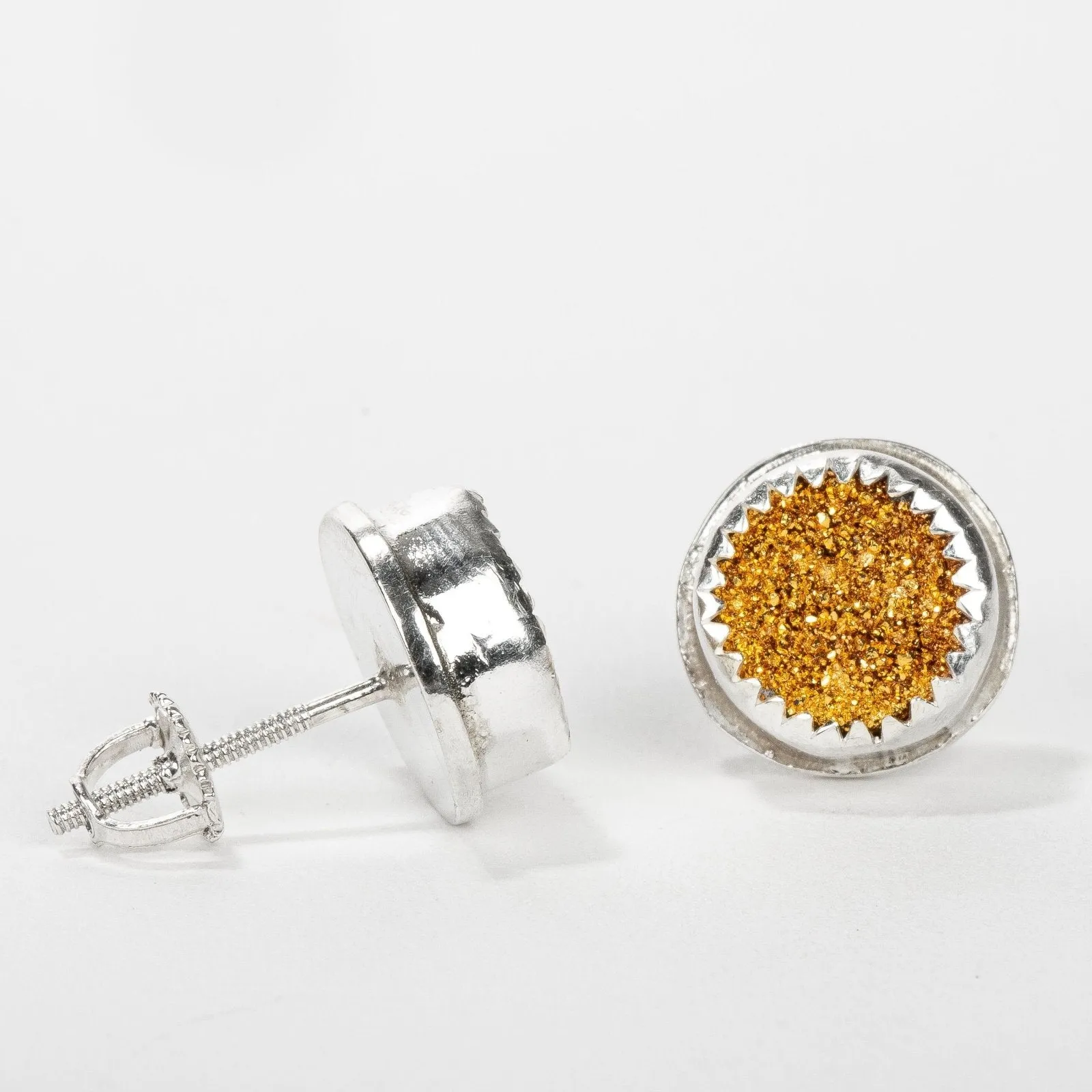 No. 1 Gold Druzy Quartz Earrings