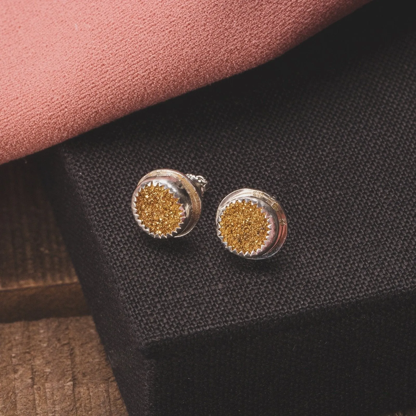 No. 1 Gold Druzy Quartz Earrings