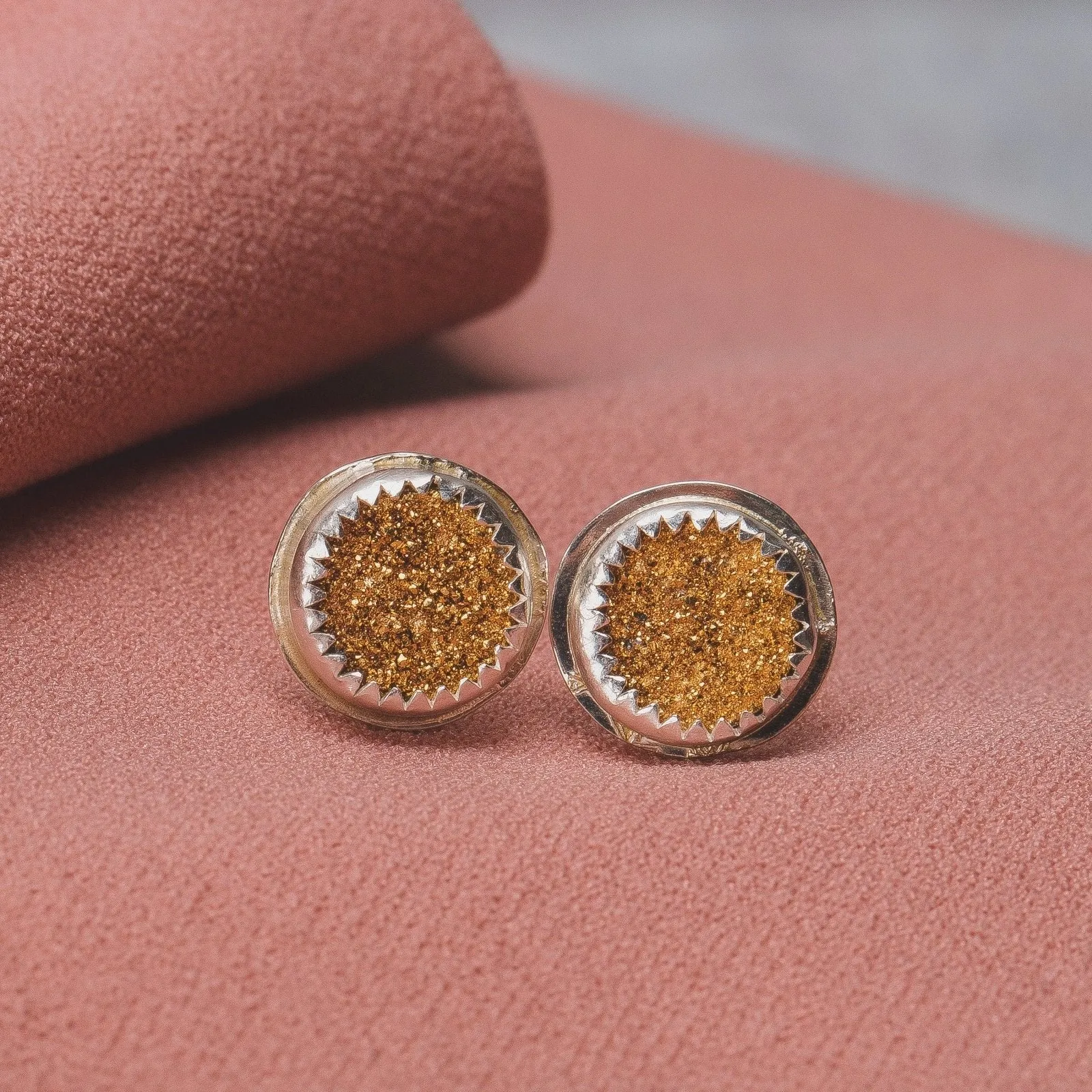 No. 1 Gold Druzy Quartz Earrings