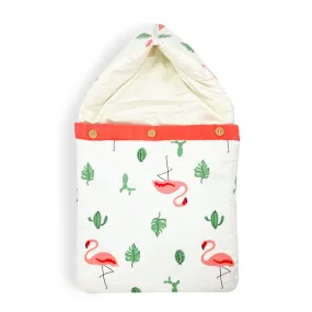 Organic Muslin Carry Nest for Baby -Traveling bed Soft Cotton Flamingo