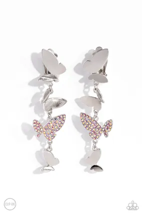 Paparazzi Flying Flashy Pink Clip On Earrings