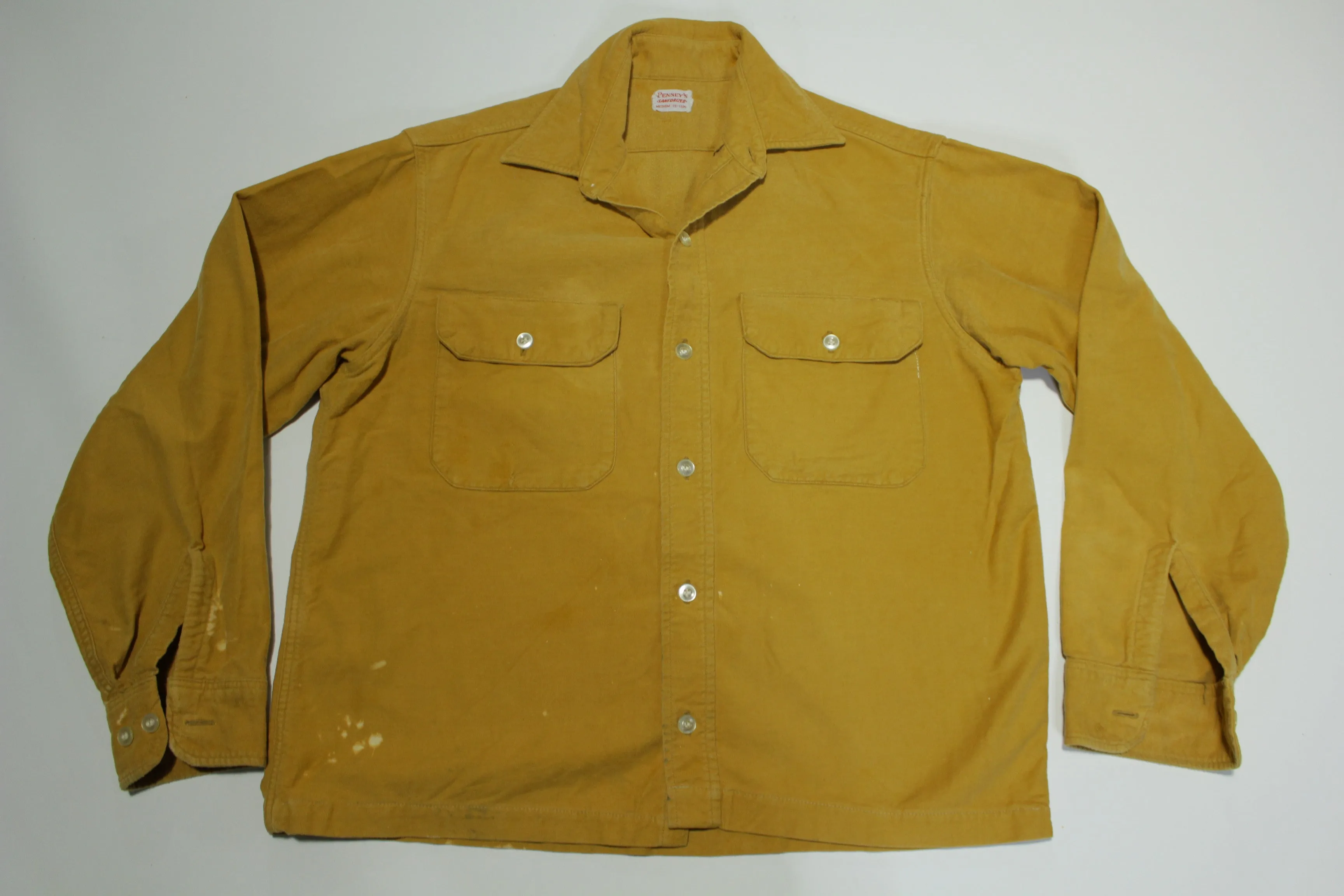 Penneys Sanforized Vintage 50's Distressed Cotton Button Up Work Shirt