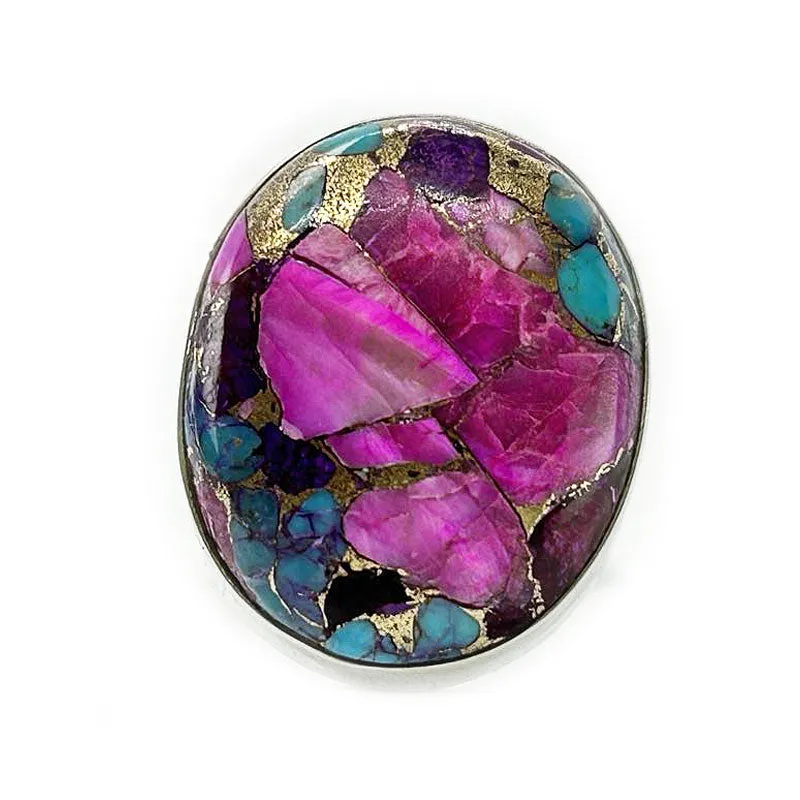 Pink Dahlia Copper Turquoise Ring