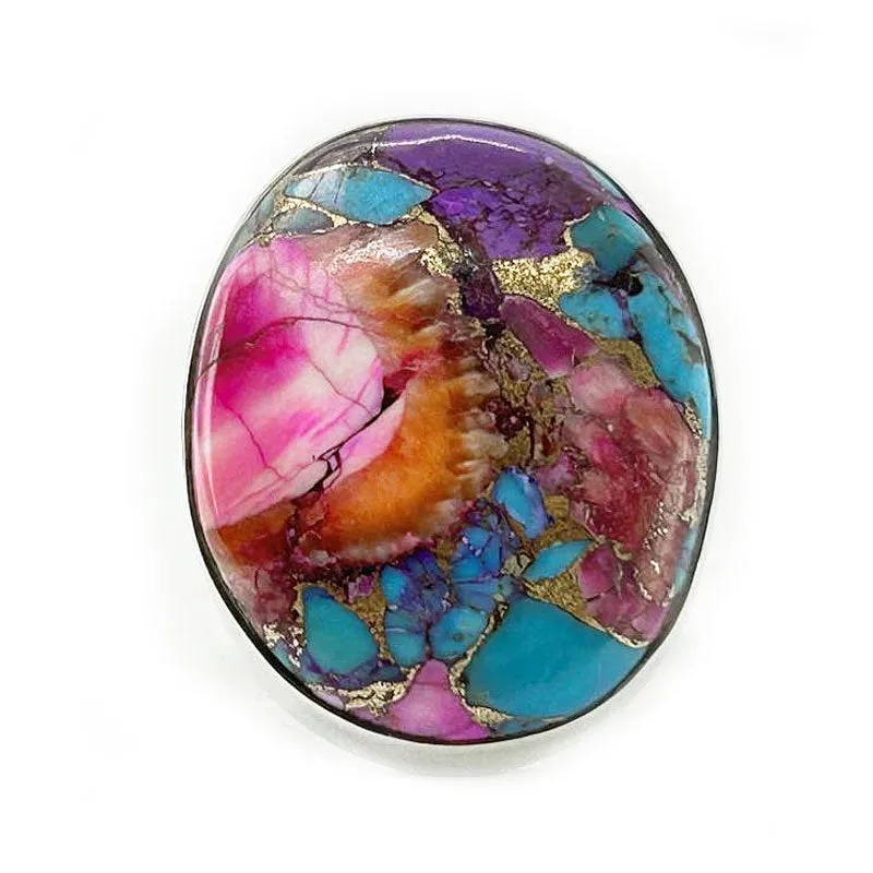 Pink Dahlia Copper Turquoise Ring