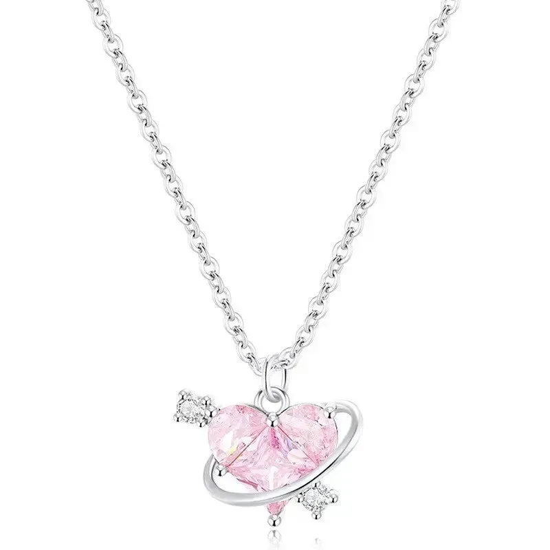 Pink Planet Love Necklace SP19336