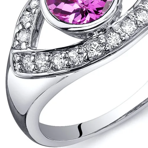 Pink Sapphire Round Cut Sterling Silver Ring Size 5