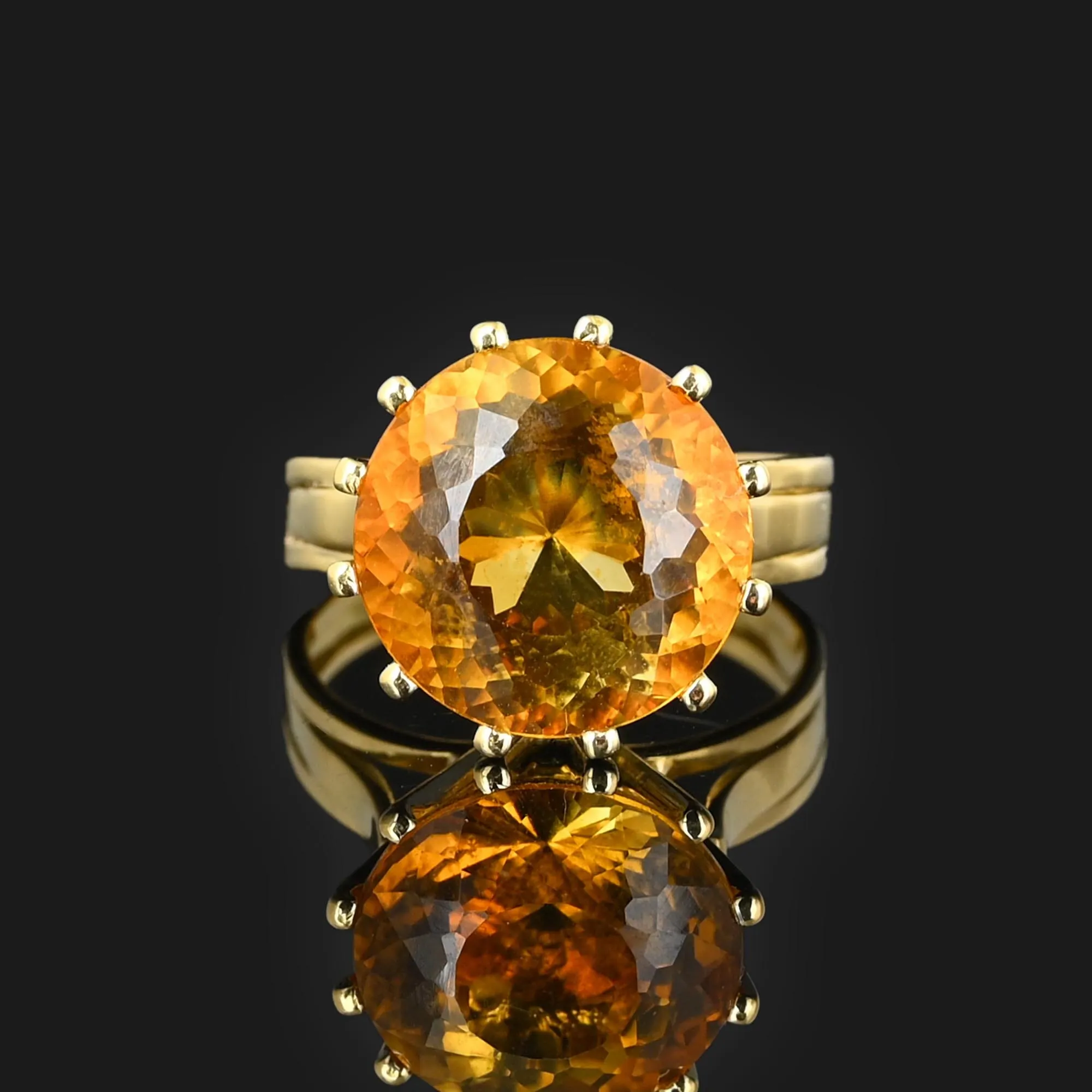 Portuguese Rose Cut Citrine Ring in 18K Gold