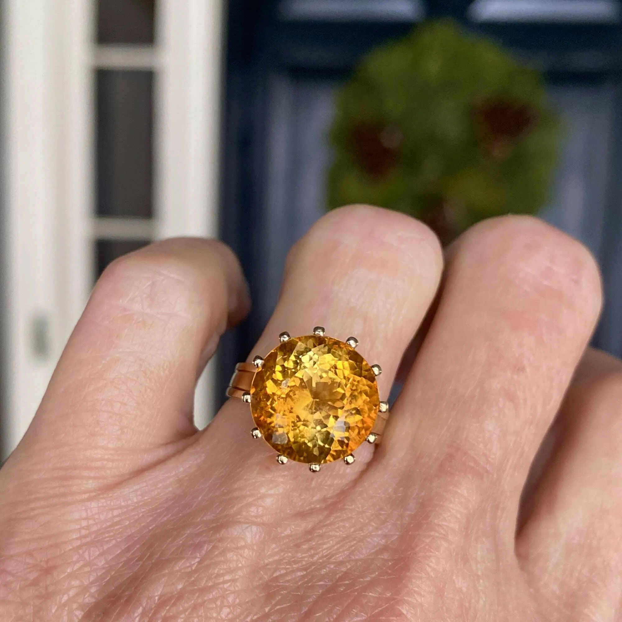 Portuguese Rose Cut Citrine Ring in 18K Gold