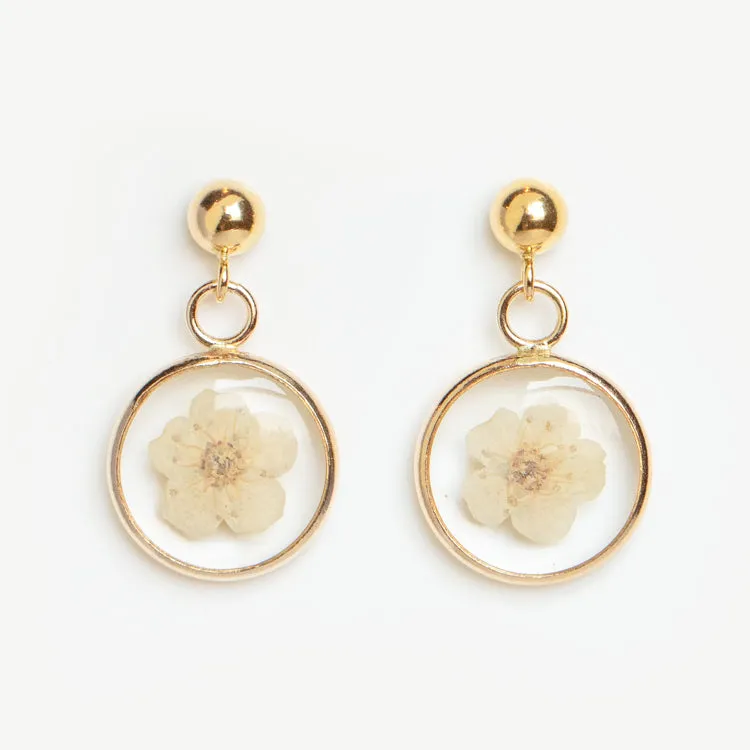 Pressed Flower Dangle Earrings