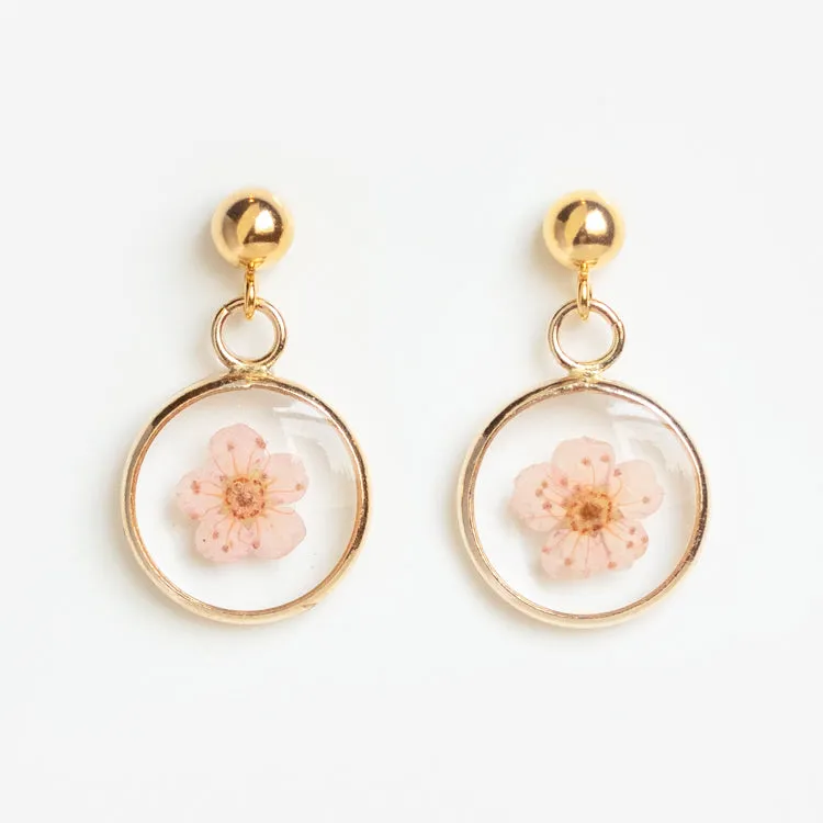 Pressed Flower Dangle Earrings