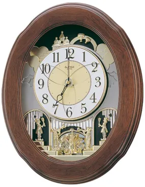 Rhythm Joyful Nostalgia Walnut Musical Wall Clock - 18 Songs