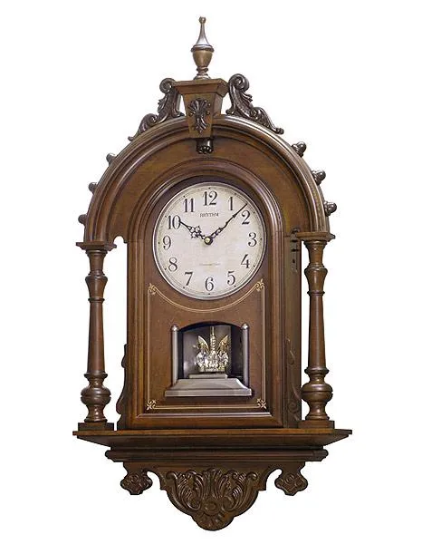 Rhythm WSM Elizabeth II Chiming Musical German Style Wall Clock - Walnut Case