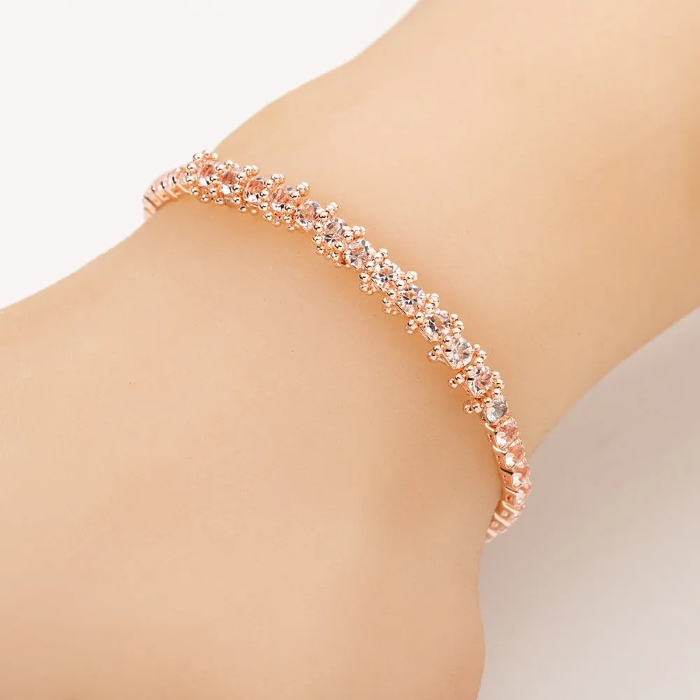 Rose Gold Charm Luxury Crystal Layered Bracelet