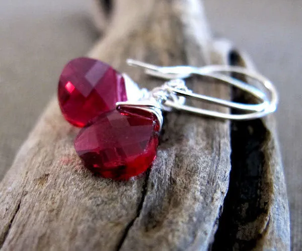 Ruby Crystal Dangle Earrings