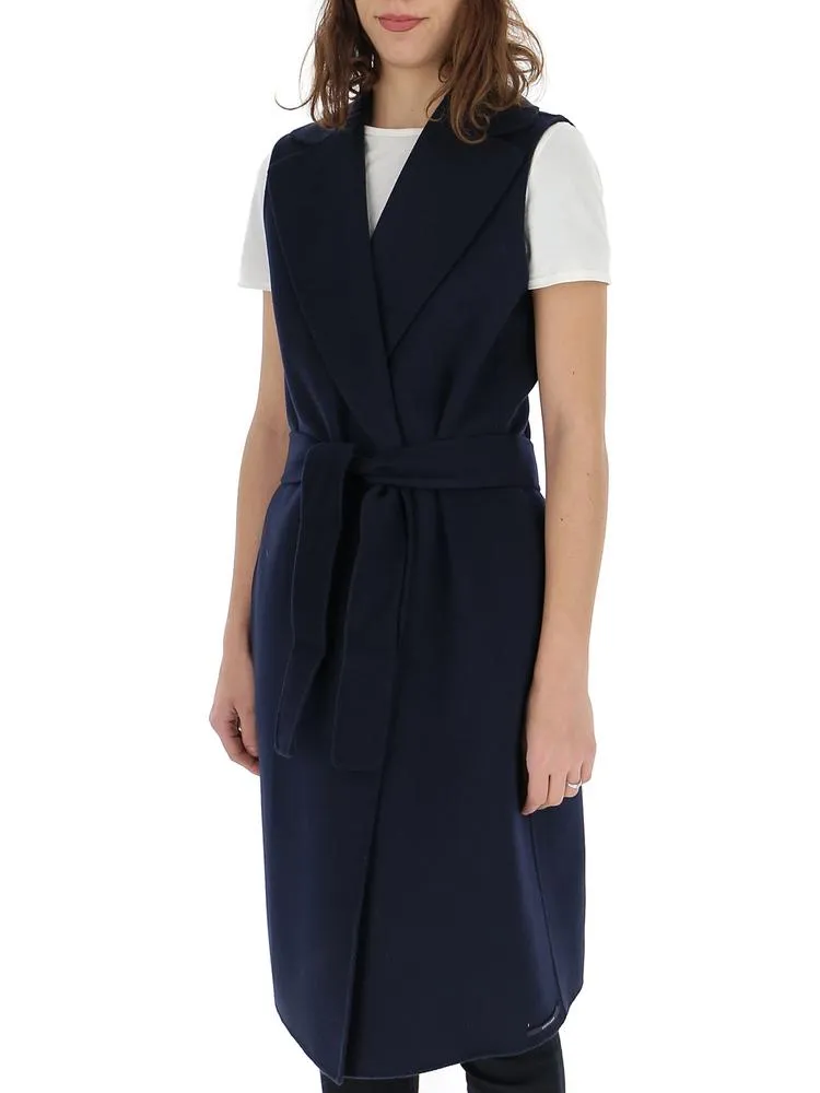 'S Max Mara Sleeveless Belted Coat