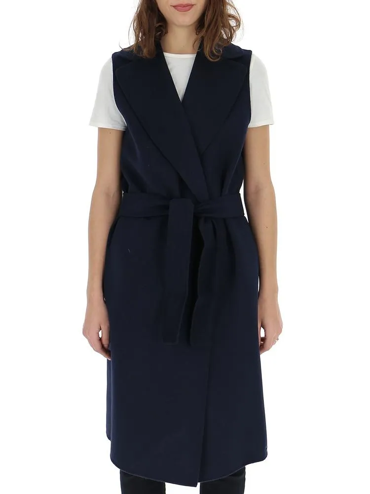 'S Max Mara Sleeveless Belted Coat