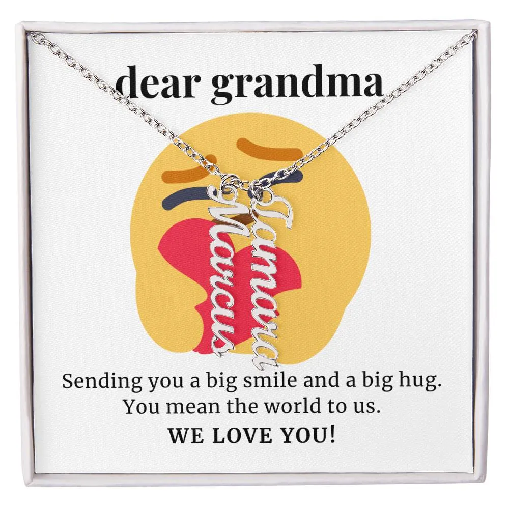 Sending You A Big Smile, To Grandma Gift Custom Multi Grandchildren Name Necklace