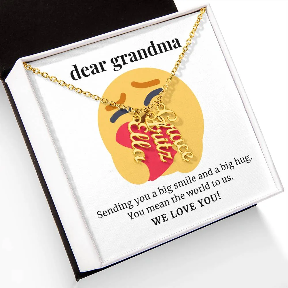 Sending You A Big Smile, To Grandma Gift Custom Multi Grandchildren Name Necklace