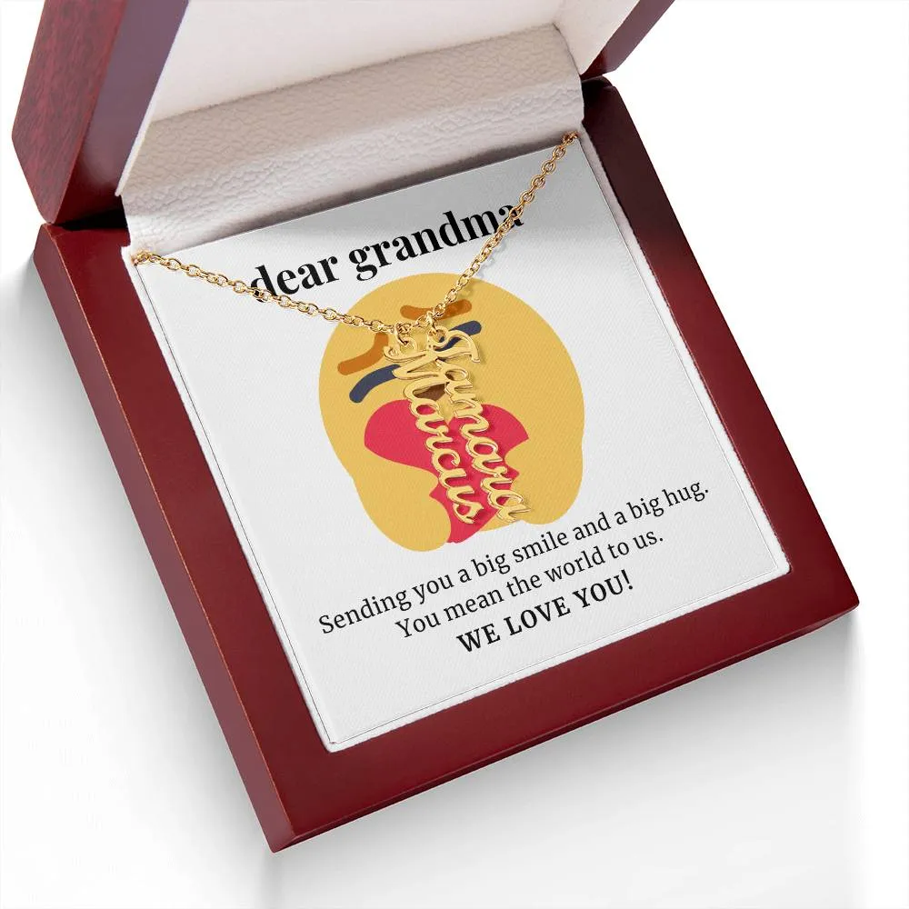 Sending You A Big Smile, To Grandma Gift Custom Multi Grandchildren Name Necklace