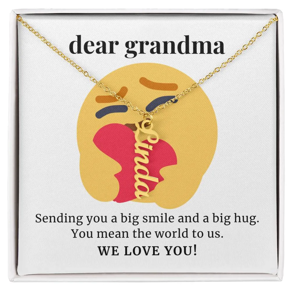 Sending You A Big Smile, To Grandma Gift Custom Multi Grandchildren Name Necklace