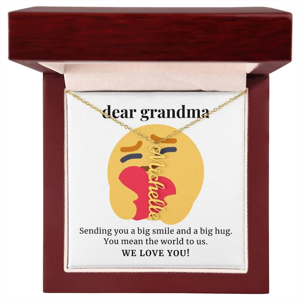 Sending You A Big Smile, To Grandma Gift Custom Multi Grandchildren Name Necklace