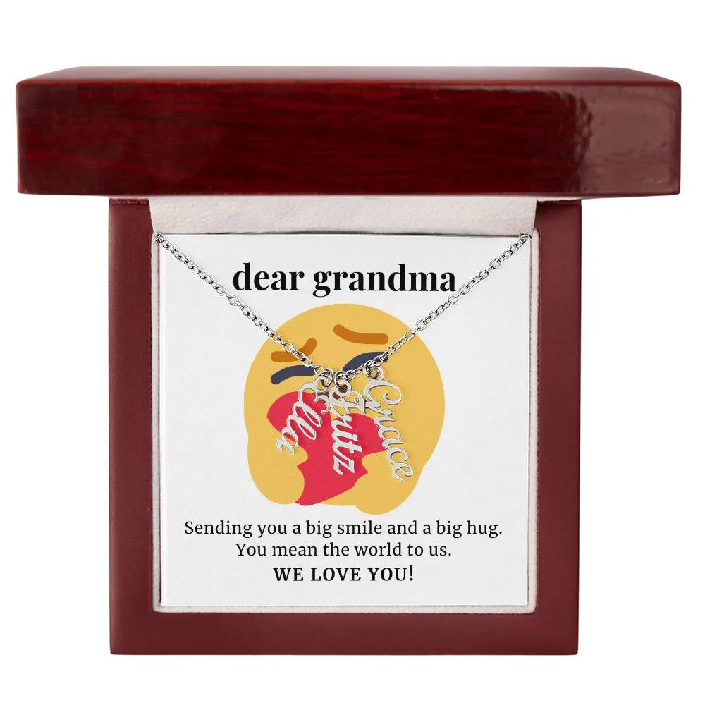 Sending You A Big Smile, To Grandma Gift Custom Multi Grandchildren Name Necklace