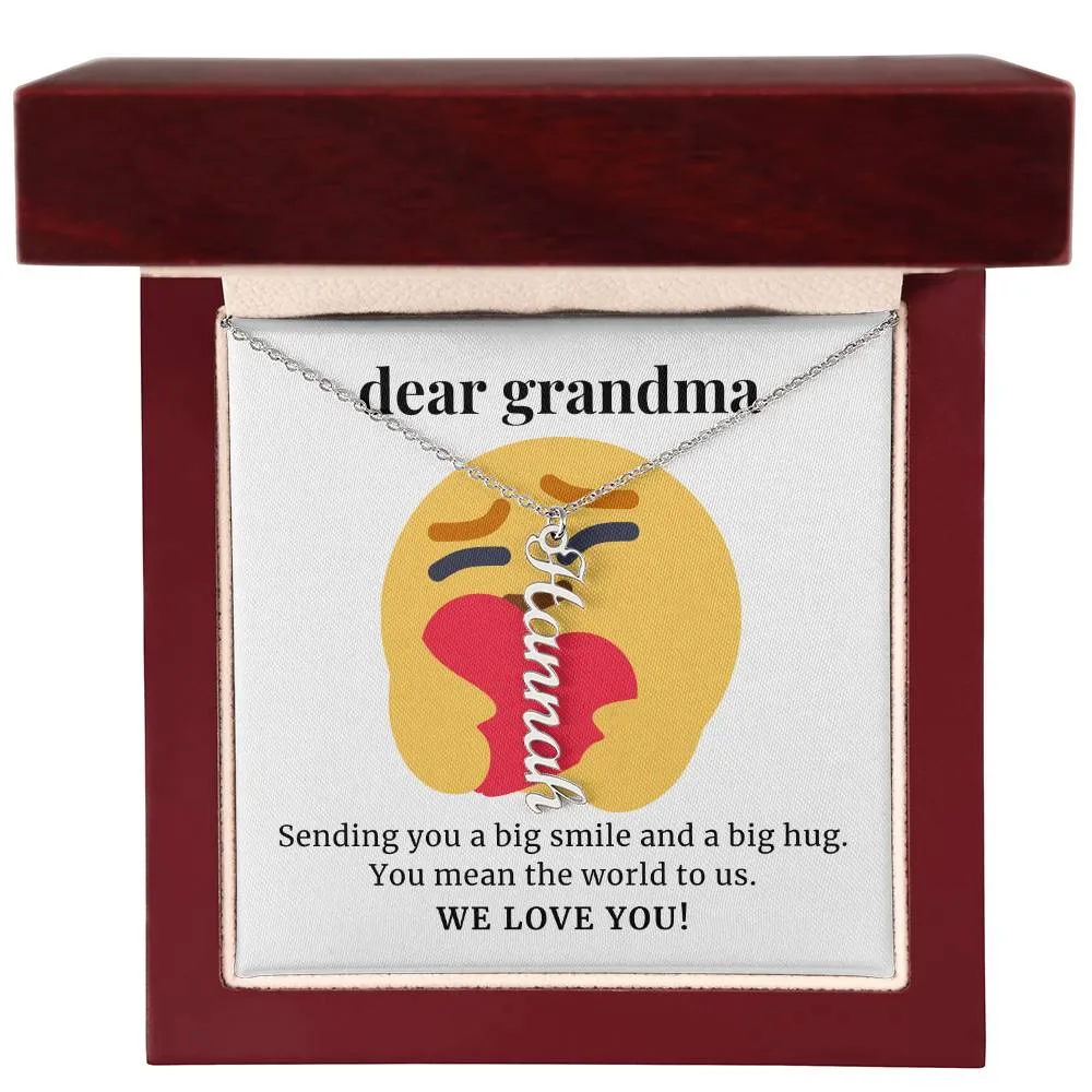 Sending You A Big Smile, To Grandma Gift Custom Multi Grandchildren Name Necklace