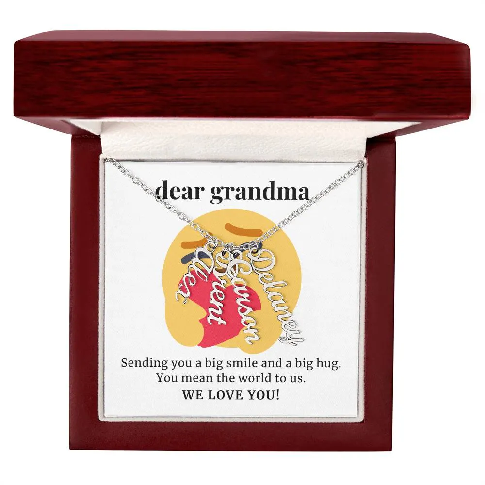 Sending You A Big Smile, To Grandma Gift Custom Multi Grandchildren Name Necklace