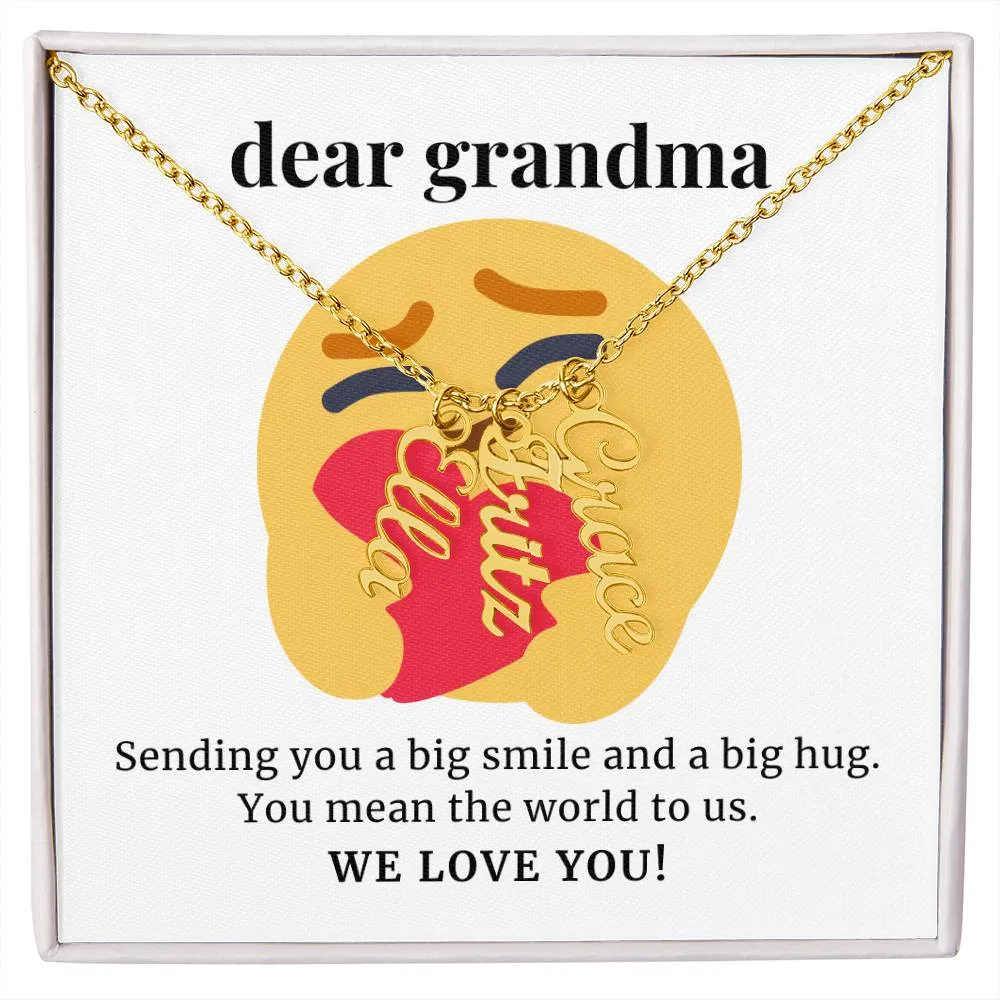 Sending You A Big Smile, To Grandma Gift Custom Multi Grandchildren Name Necklace