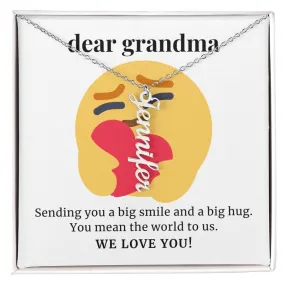 Sending You A Big Smile, To Grandma Gift Custom Multi Grandchildren Name Necklace