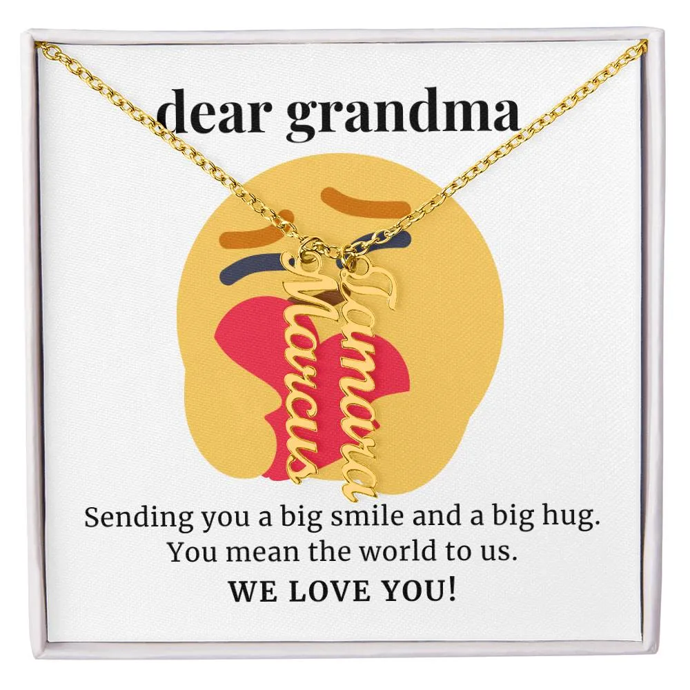 Sending You A Big Smile, To Grandma Gift Custom Multi Grandchildren Name Necklace