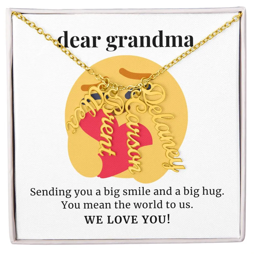 Sending You A Big Smile, To Grandma Gift Custom Multi Grandchildren Name Necklace