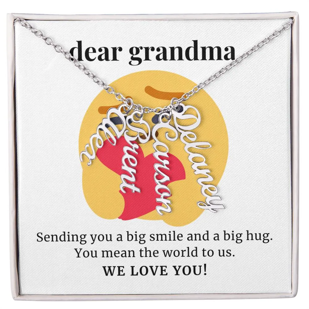 Sending You A Big Smile, To Grandma Gift Custom Multi Grandchildren Name Necklace